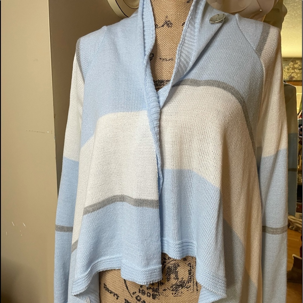 Baby blue and white cardigan size small